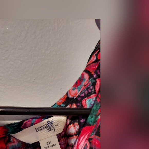 Terra & Sky Floral Ruffle Peasant Top Women’s Size 2X 20W-22W Boho Whimsigoth - Picture 4 of 10